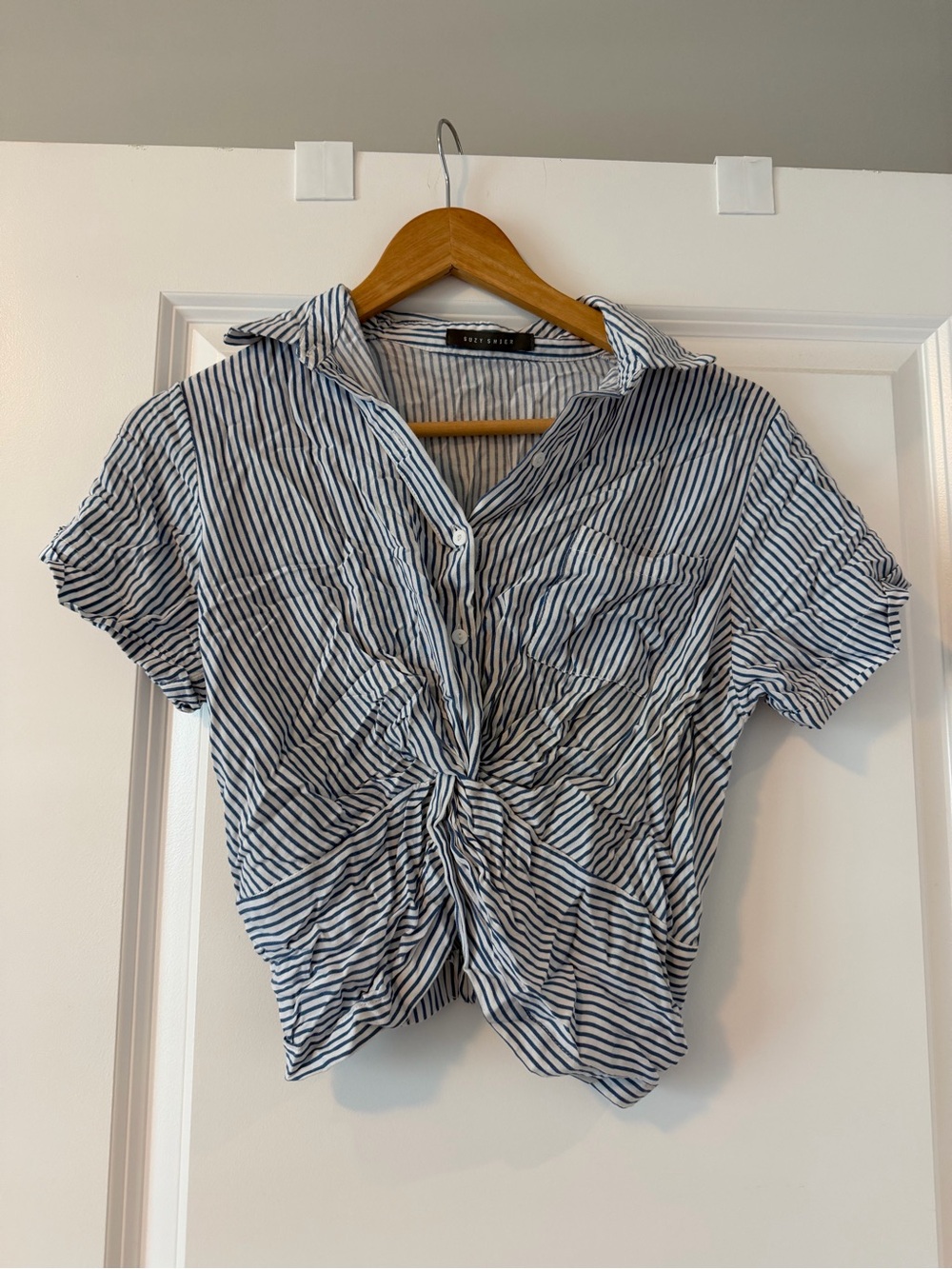 Blue & White Striped cropped top